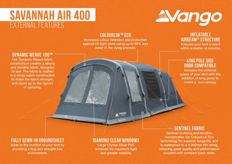 Vango Savannah Air 400 Airbeam Tent 2025 Incl. Footprint