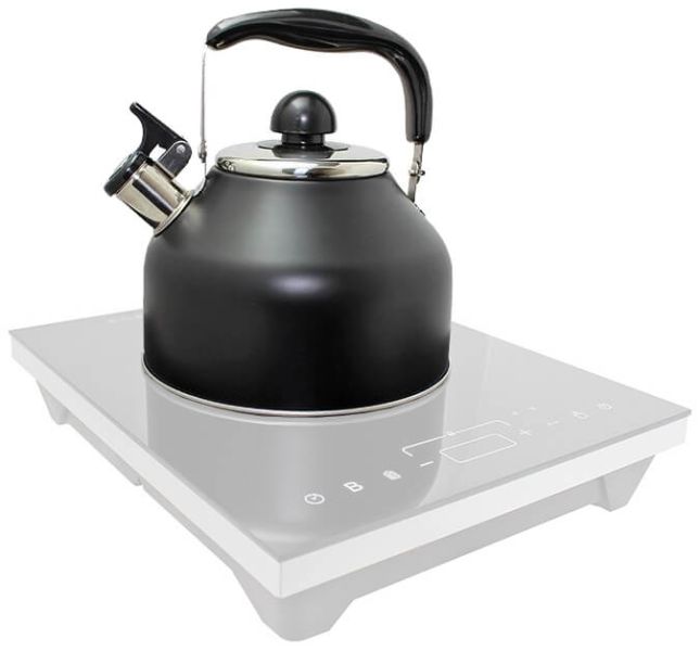 Whistling hob kettle outlet