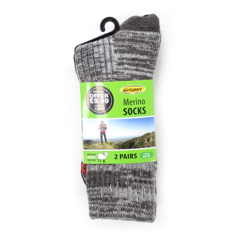 Grisport Merino Mens Socks - Twin Pack Grey/Blue