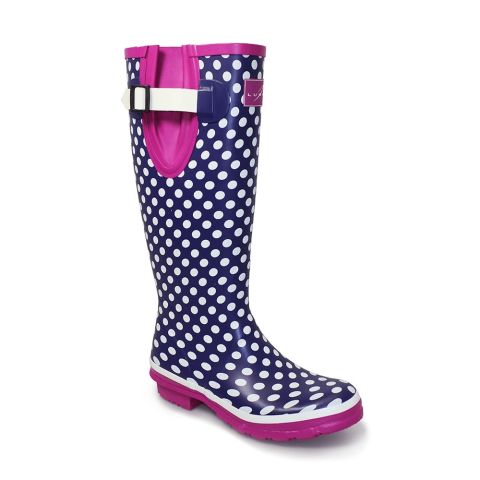 Lunar Polka Dot Purple Wellington Boots