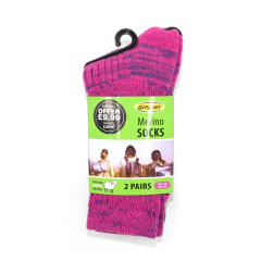 Grisport Merino Ladies Socks - Twin Pack Blue/Pink