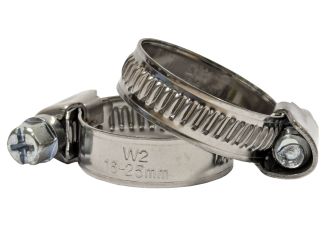 W4 Stainless Steel Gas Hose Clips - OX 16 to 25mm (Pack of 2)