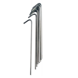 A image showing a collection of metal camping pegs