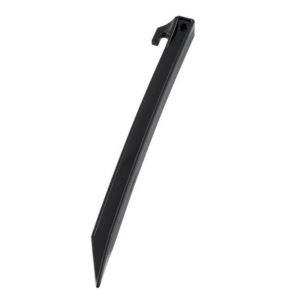 an image showing black plastic pegs for camping